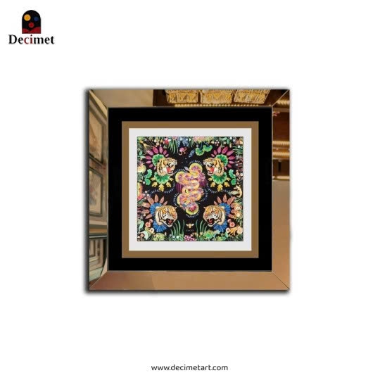Tranh Khung Gương Trà Gucci. Khăn Tiger Leaf Foulard