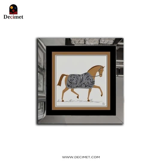 Tranh Khung Gương Bạc Baroque Gris And Horse
