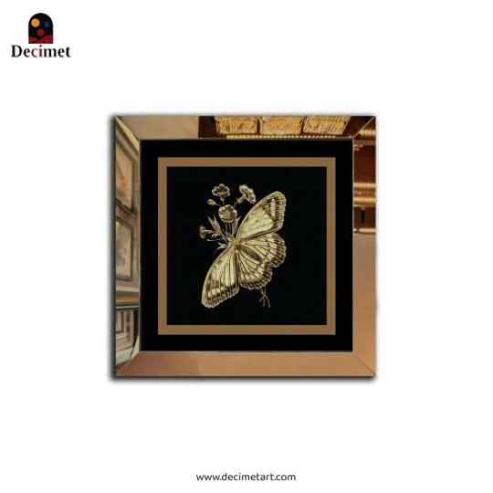 Tranh Khung Gương Trà Gold Butterfly 