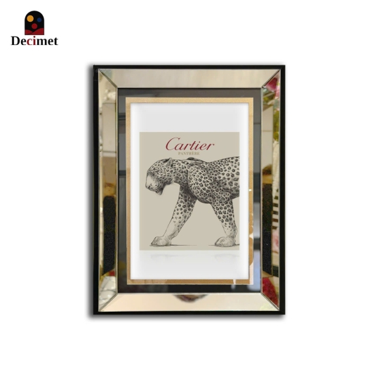 Tranh Khung Gương Bạc Cartier. Panthere