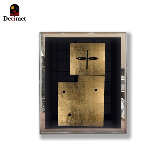 Tranh Khung Gương Ghép 1 Viền Composite Gold Trừu Tượng No.1
