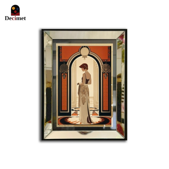Tranh Khung Gương Bạc Woman In Art Deco Style