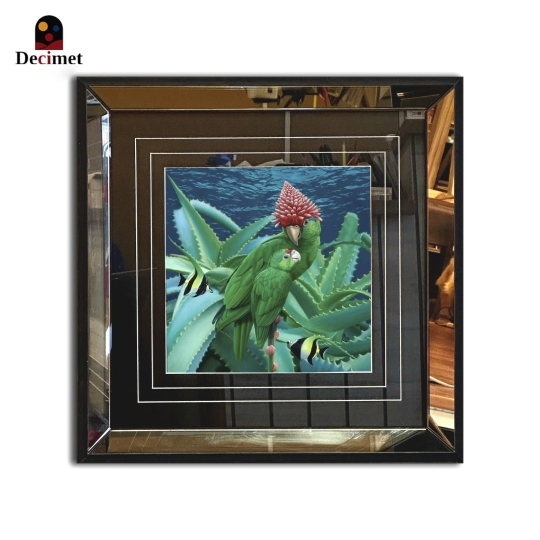 Parrot Hanging Tea Mirror Frame Painting