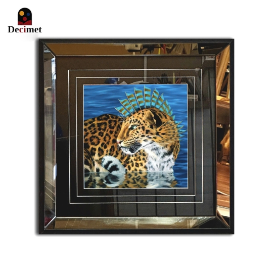 Wild Leopard Tea Mirror Frame Painting
