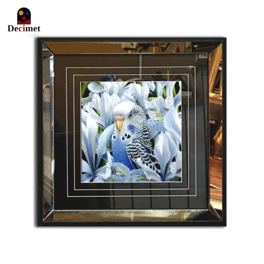 White Parrot Tea Mirror Frame Painting