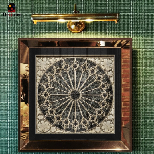 Gothic Rose Window Mirror Frame Painting