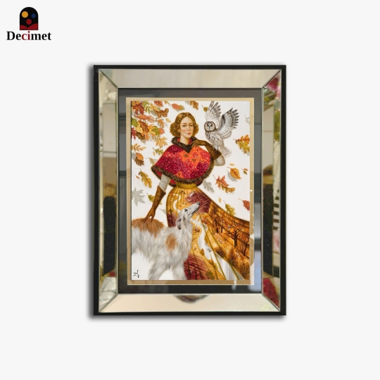 Autumn Winds Art Print with Silver Mirror Frame