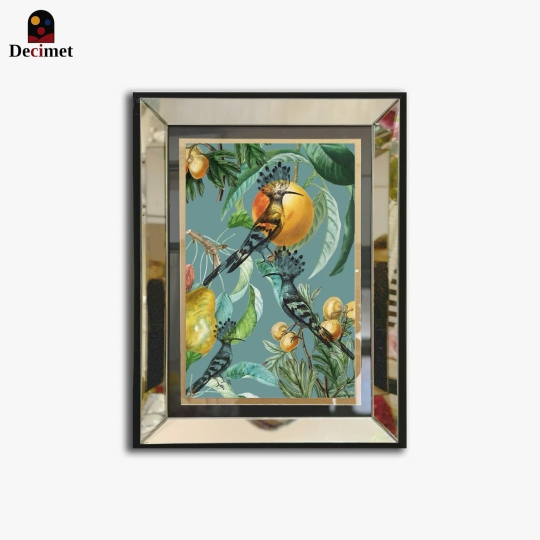 Flower Power Art Print with Silver Mirror Frame