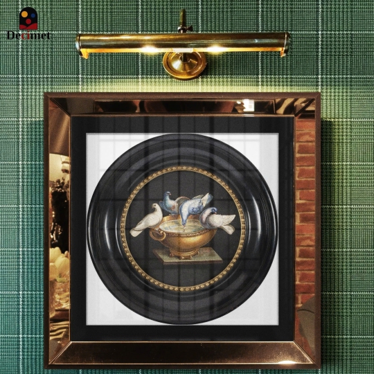 Micromosaics "Doves Of Plinsy" Mirror Frame Painting