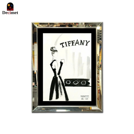 Tiffany Beveled Mirror Frame Painting with Chives