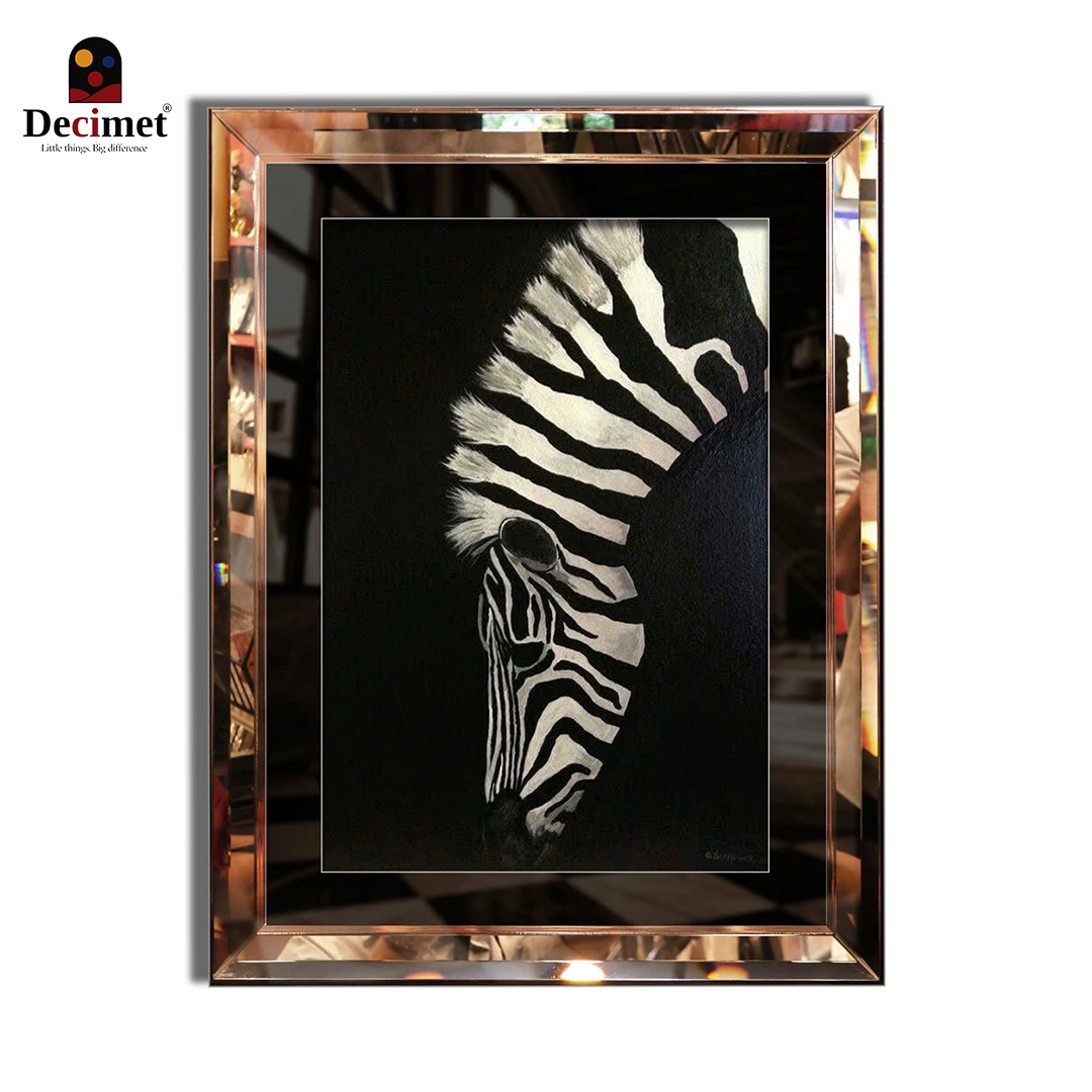Tranh Khung Gương Vát Lá Hẹ Trà Black And White Zebra