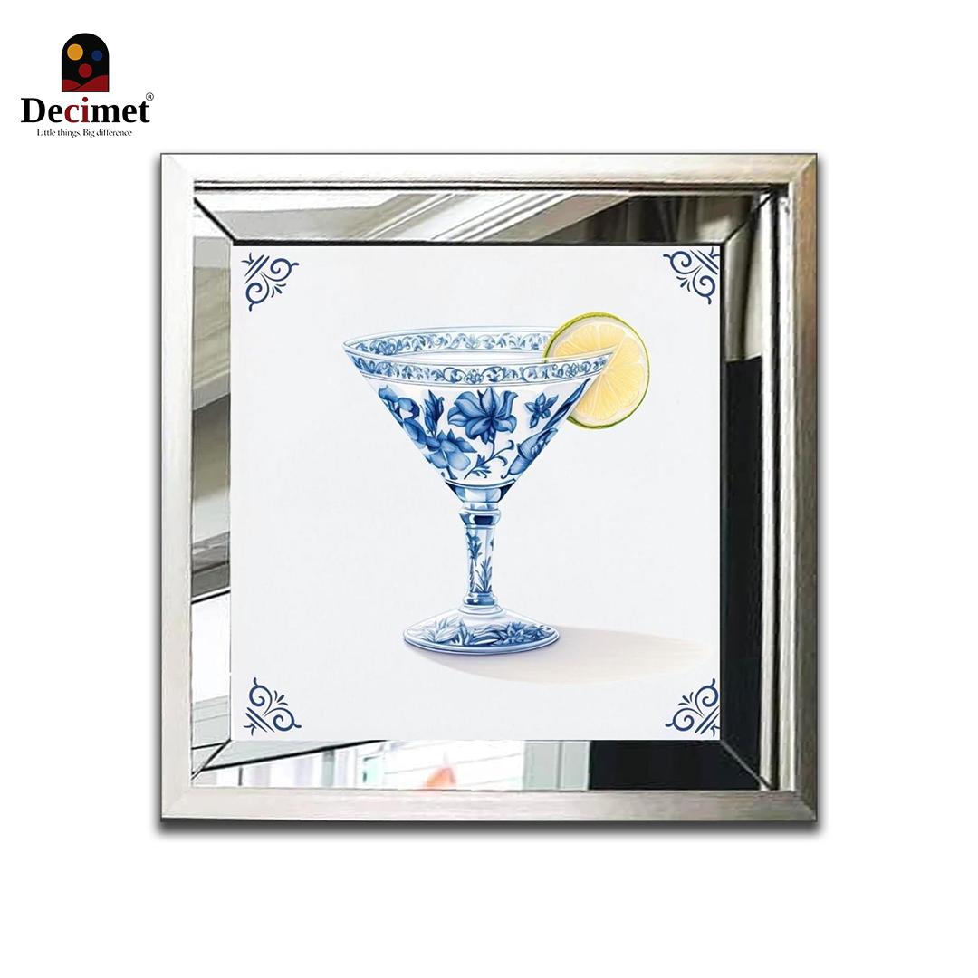 Composite Silver Mirror Frame Painting Chinoiseries Deft Blue Ceramic Tile