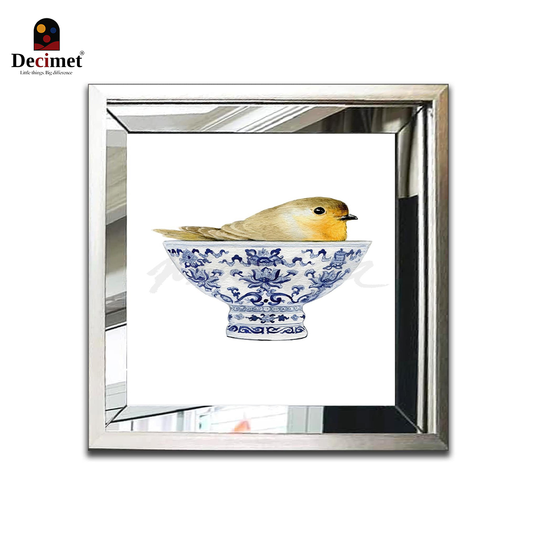 Chinoiseries Bowl Abhika Composite Silver Mirror Frame Painting