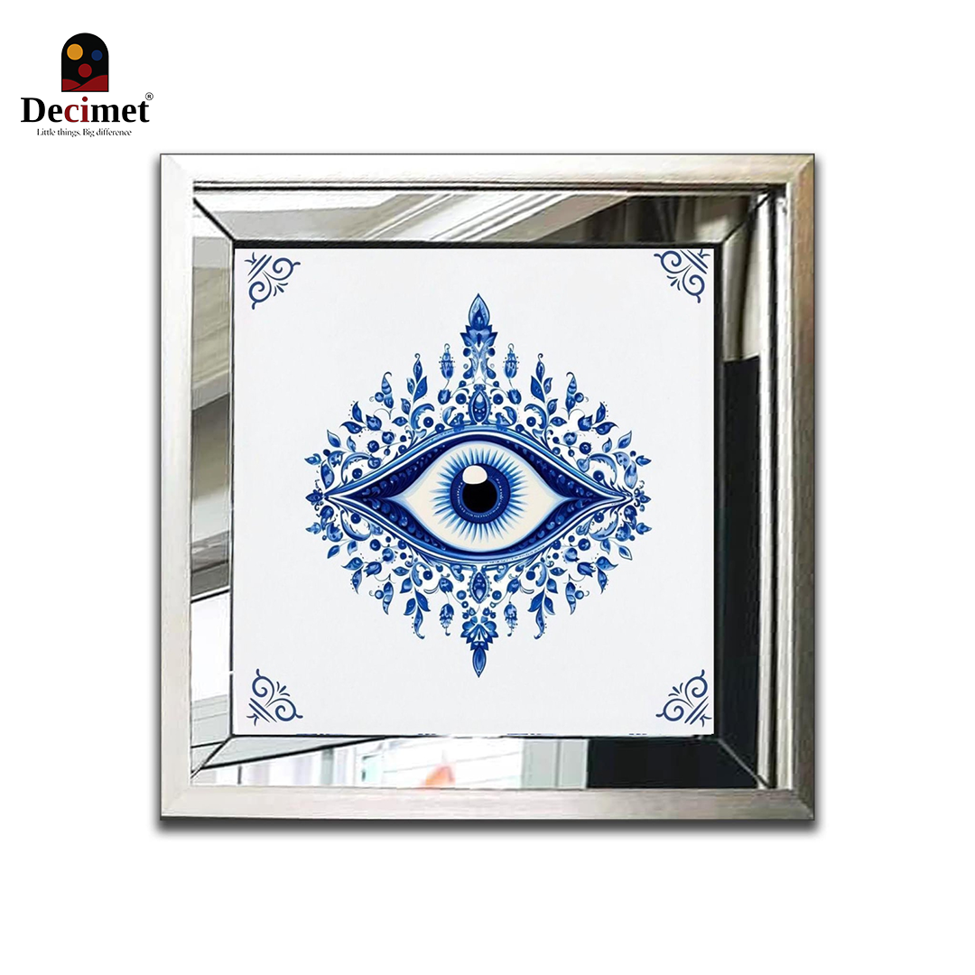 Composite Silver Mirror Frame Painting Chinoiseries Evil Eye Mandala