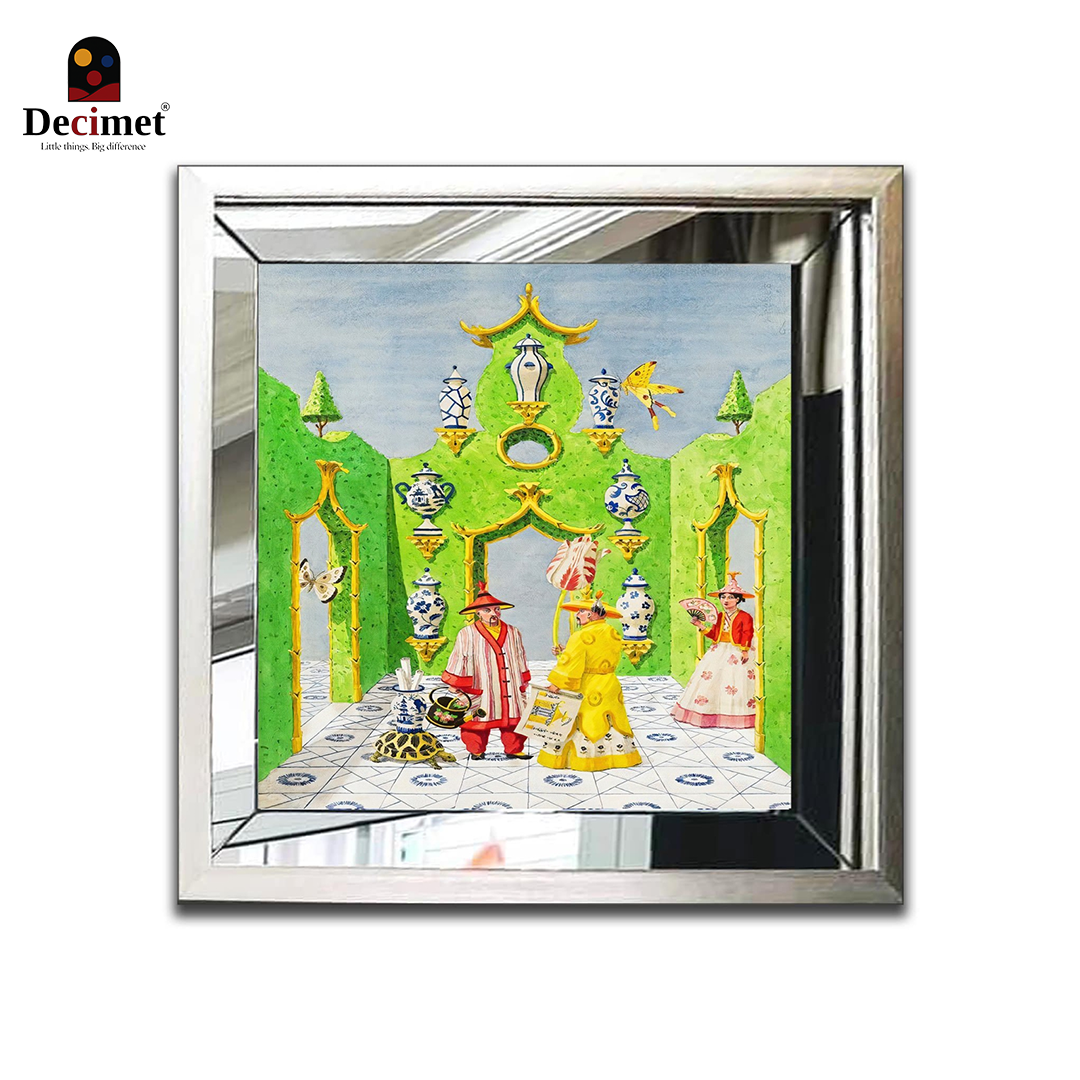 Composite Silver Mirror Frame Painting Chinoiseries Garden Plans