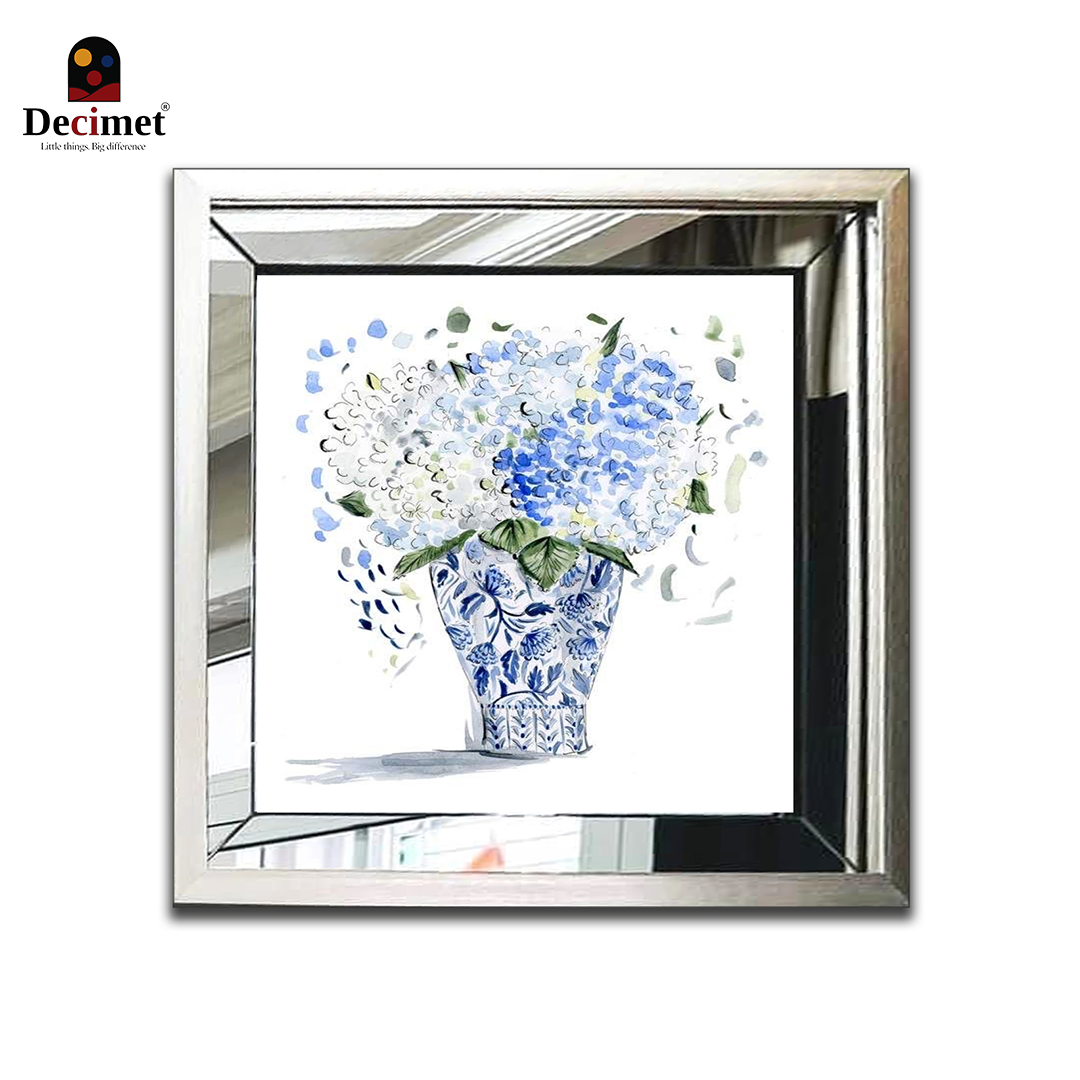 Composite Silver Mirror Frame Painting Chinoiseries. Weekend Flowers