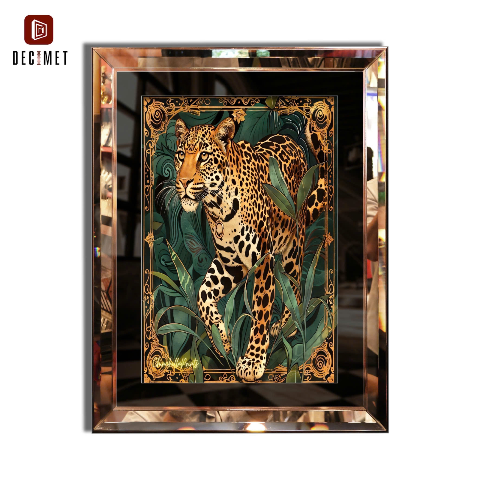 Tranh Khung Gương Vát Lá Hẹ Trà Jaguar Tropical