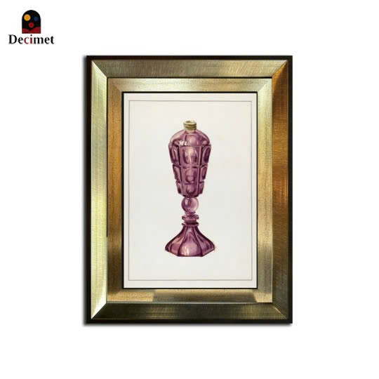 Composite-Double Frames Amethyst Glass Oil Lamp (c. 1936)