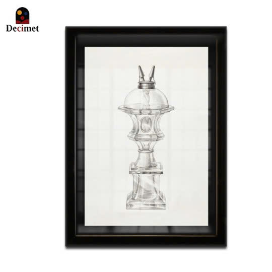 Thin Black Composite Frame Painting Charles Caseau Lamp No.1