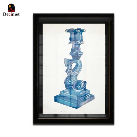  Black Composite Frame Painting with Comstock Miner's Lantern