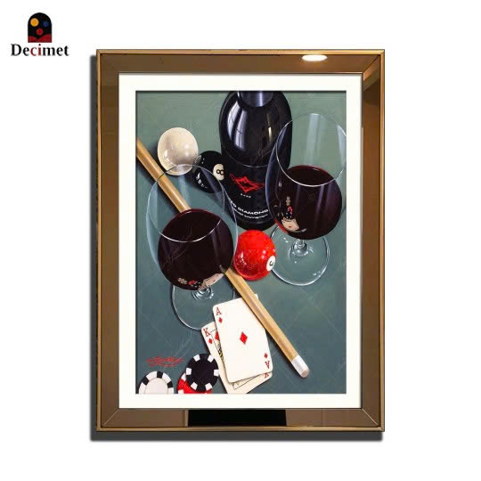 1-Framed Mirror Painting with 3cm Thin Gold Composite Border - Opus One