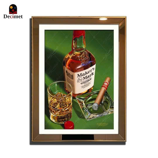 1 Piece Mirror Frame Painting with 3cm Thin Gold Composite Border - Maker Mark