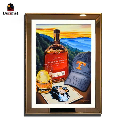 1 Piece Composite Gold Framed Mirror Painting 3cm Thin - Woodford Reserve