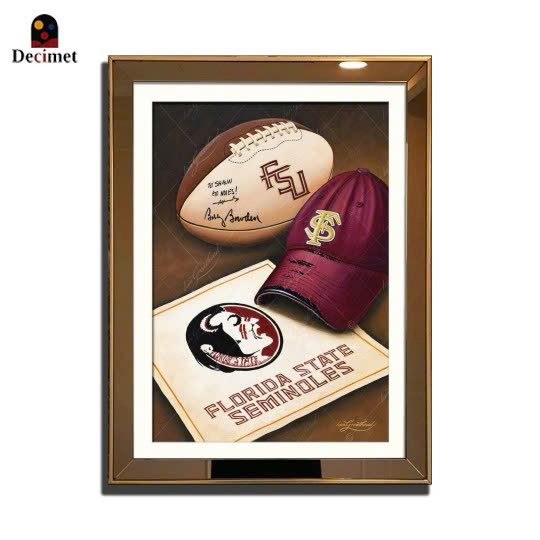 1- 3cm Thin Composite Gold Frame Mirror Painting - Signed by the 1999 Fsu National Soccer Champion
