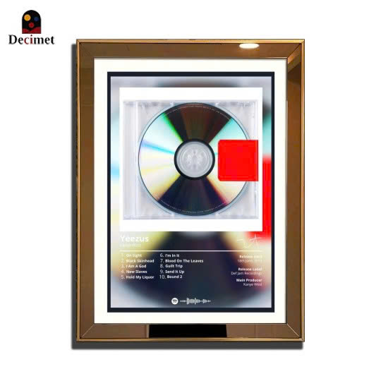 1 Piece Composite Gold Framed Mirror Painting 3cm Thin - Kanye Weest