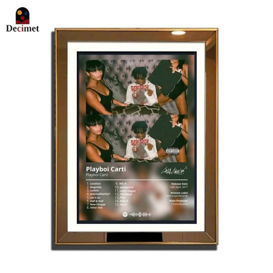1-Framed Mirror Painting with 3cm Thin Gold Composite Border - Playboy Carti