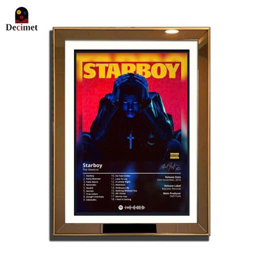 1-Framed Mirror Painting with 3cm Thin Gold Composite Border - Starboy