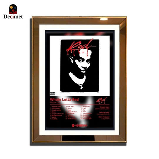 1 Piece Composite Gold Framed Mirror Painting 3cm Thin - Whole Lotta Red Playboi