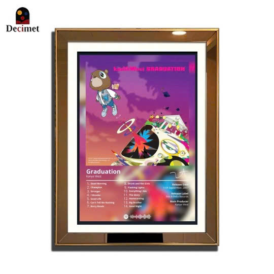 1 Piece Composite Gold Framed Mirror Painting 3cm Thin - Kaney West Album