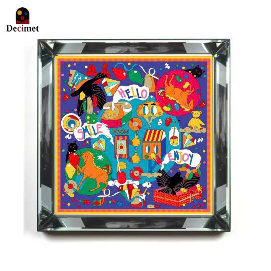 Tranh Khung Gương Bạc Hermes Decoffe Scarf