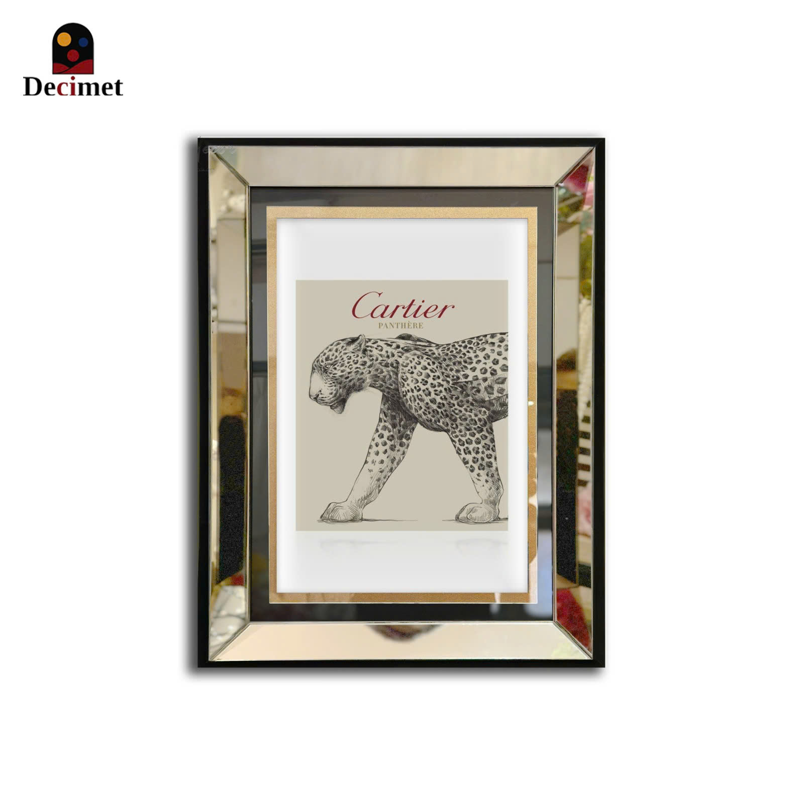 Tranh Khung Gương Bạc Cartier. Panthere