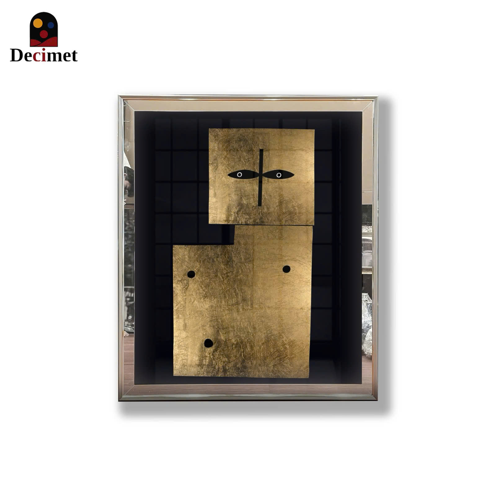 Tranh Khung Gương Ghép 1 Viền Composite Gold Trừu Tượng No.1