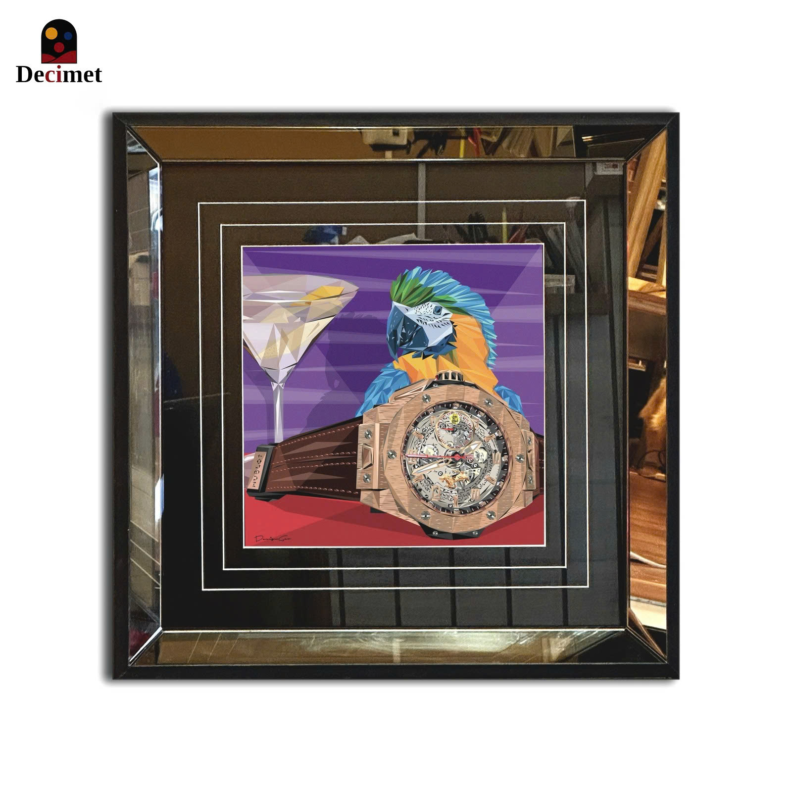 Tranh Khung Gương Trà Parrot & Hublot