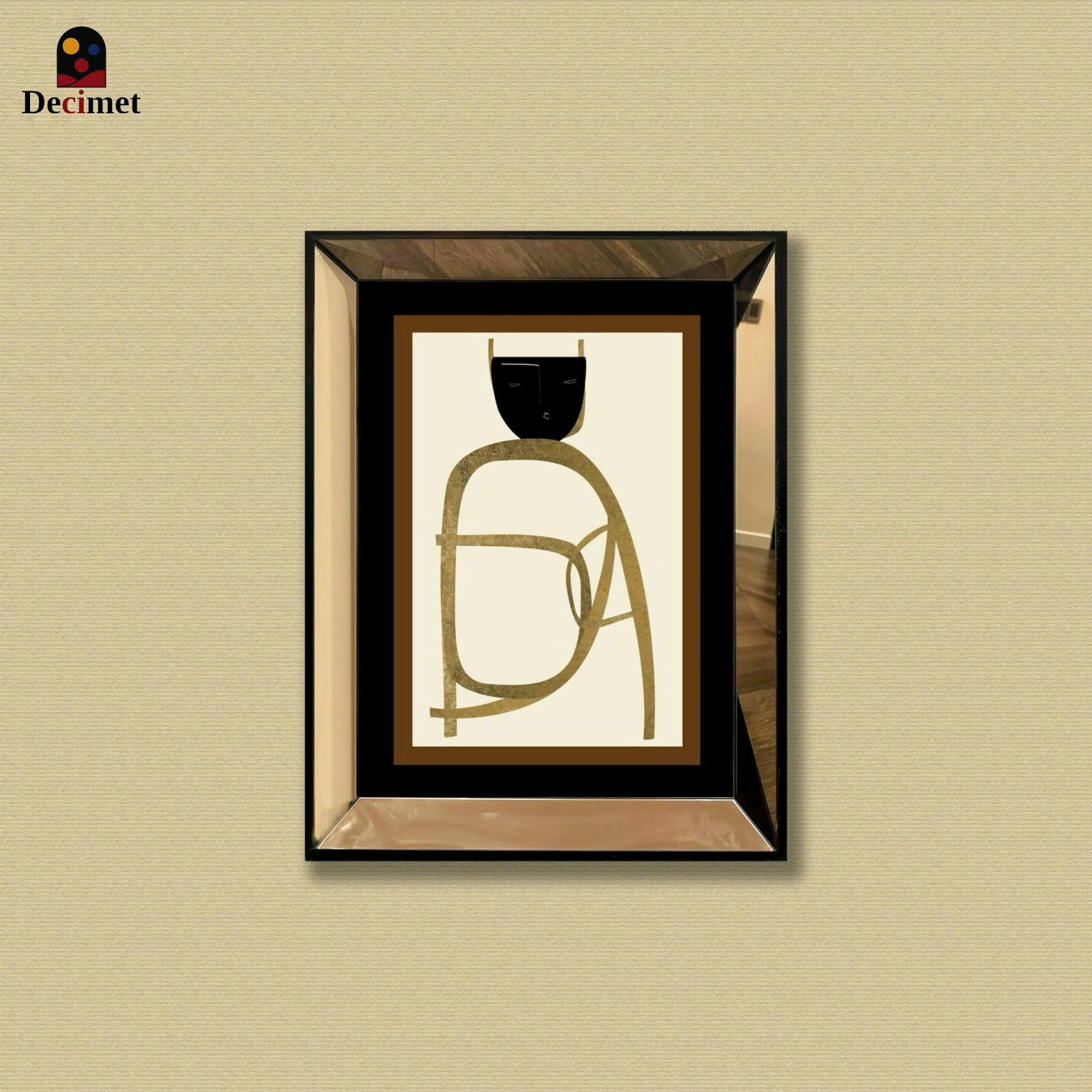 Tranh Khung Gương Trà Abstract Minimalist