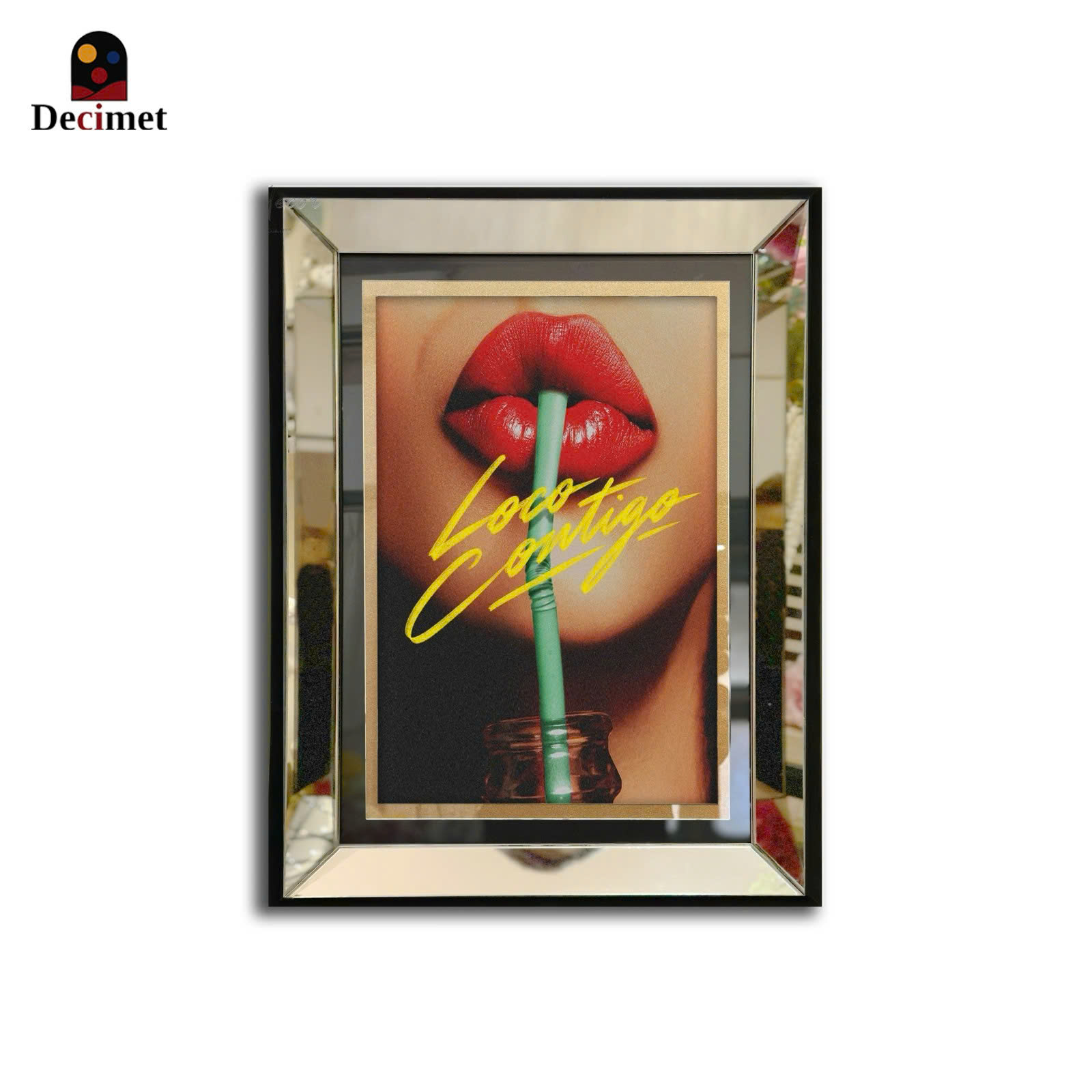 Tranh Khung Gương Bạc Lips. Loco Contigo