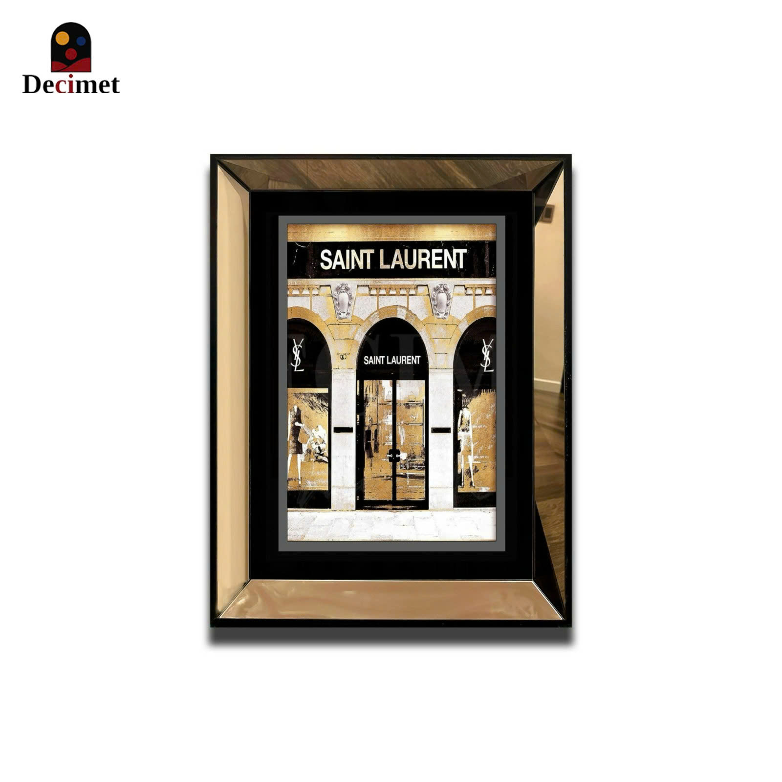 Tranh Khung Gương Trà Store Logo Saint Laurent 