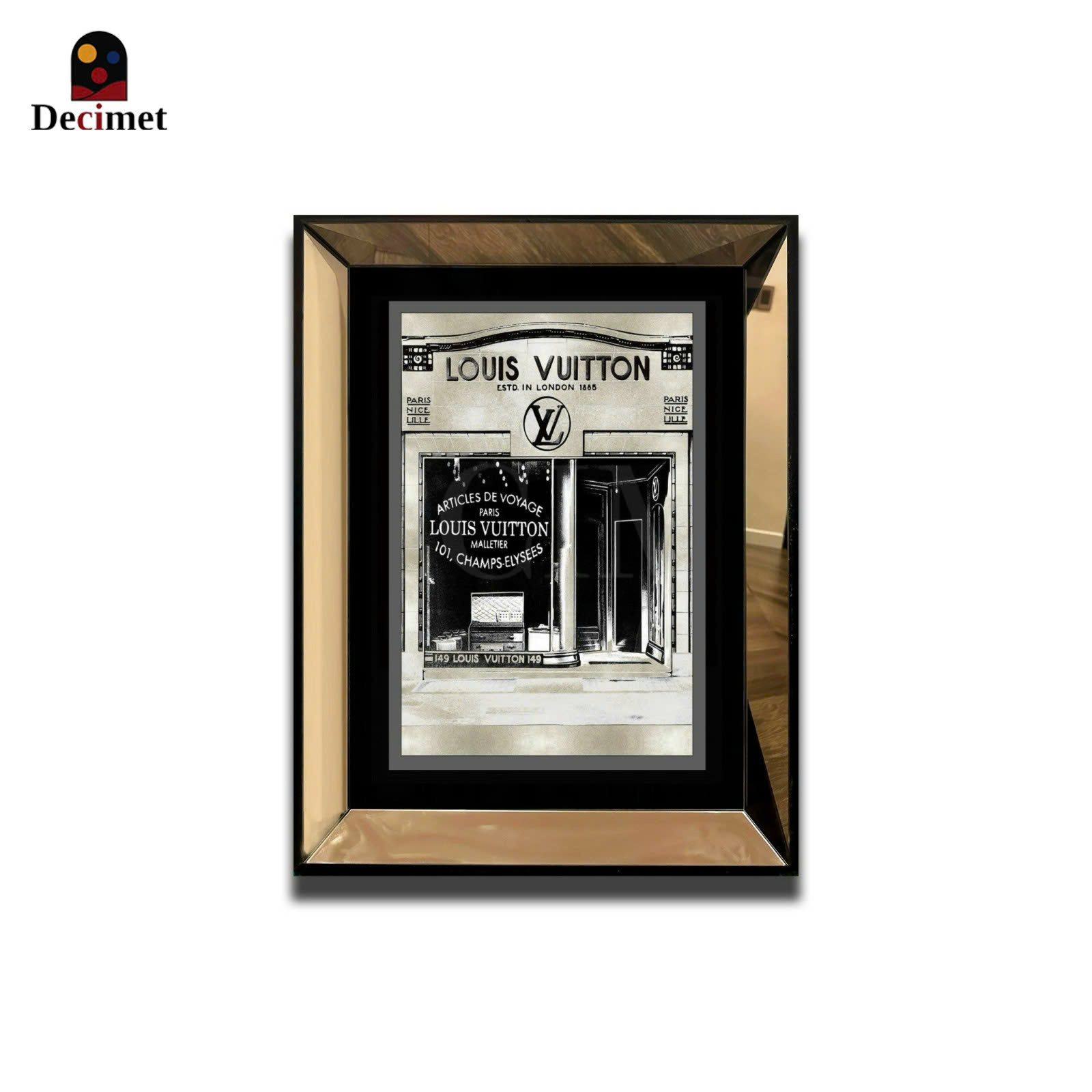Tranh Khung Gương Trà History Store Louis Vuitton Black White
