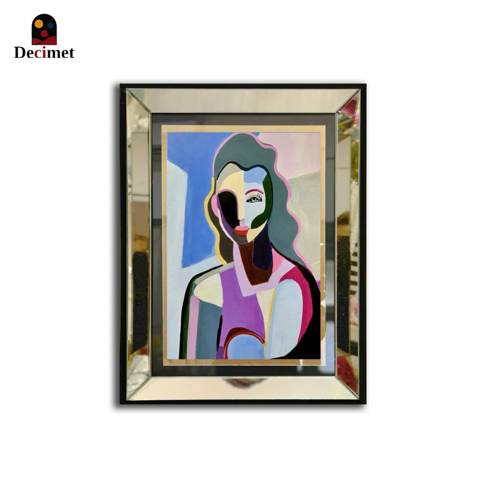 Tranh Khung Gương Bạc Original Abstract Face Painting