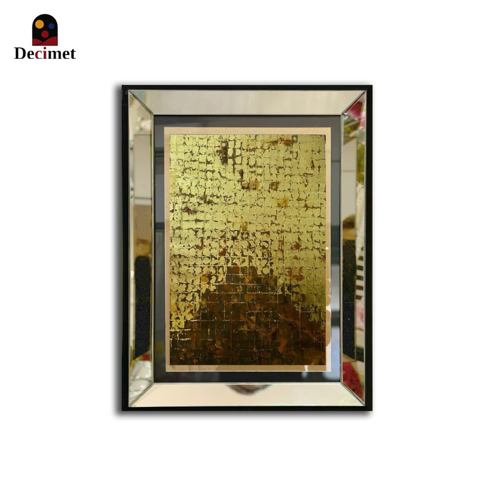Tranh Khung Gương Bạc Gold Abstract No.1