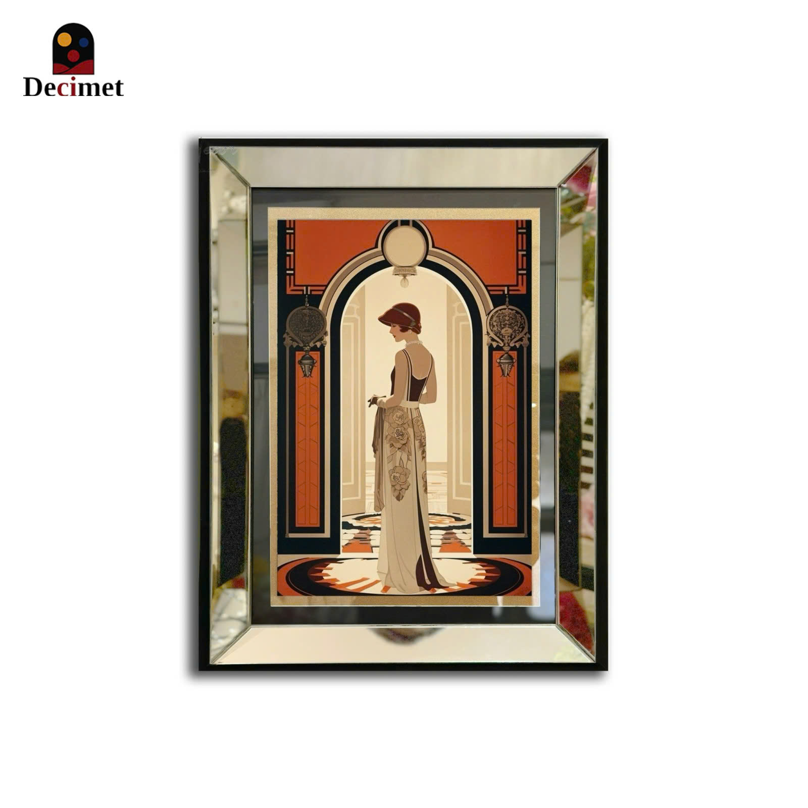 Tranh Khung Gương Bạc Woman In Art Deco Style