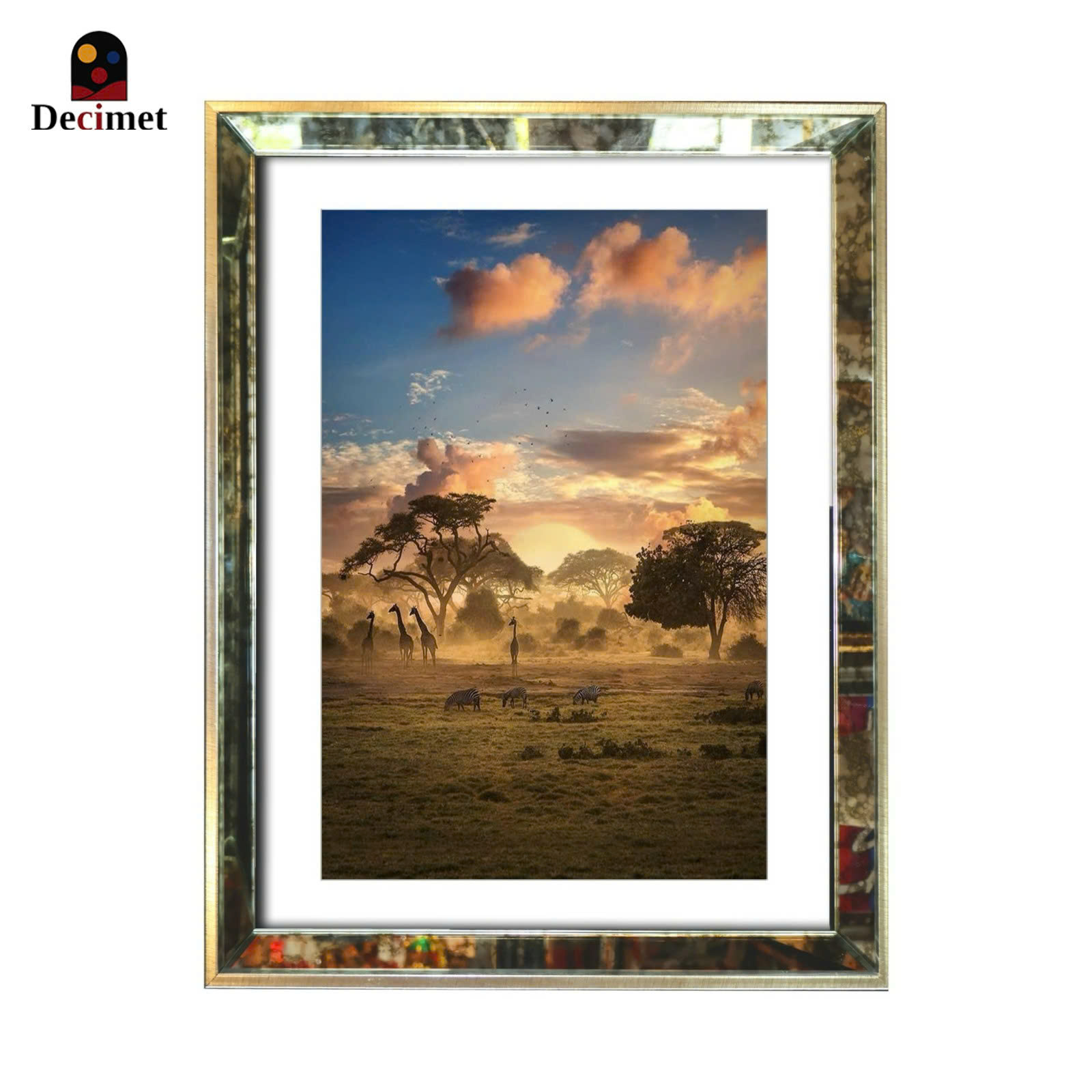 Tranh Khung Gương Loang African Sunset