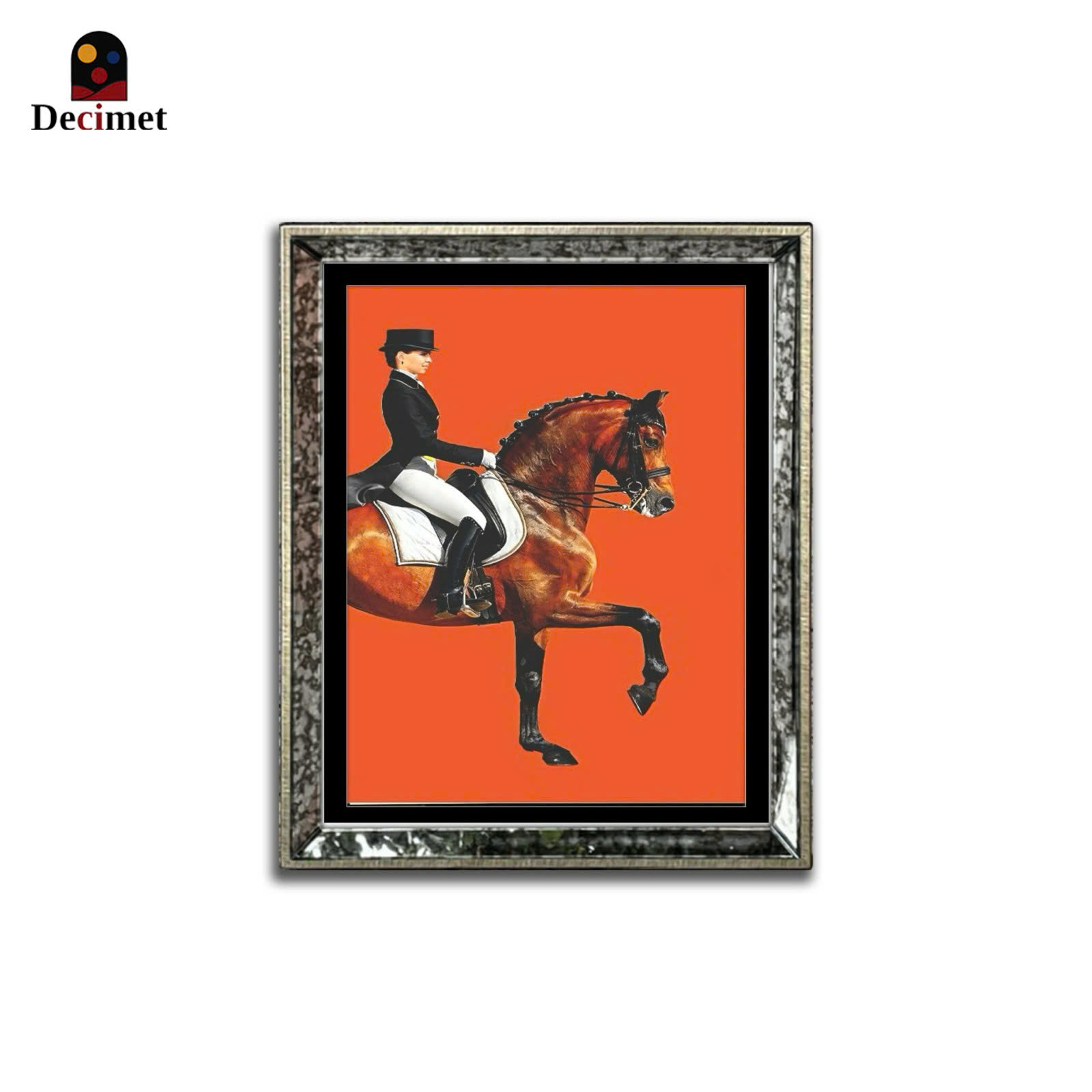 Mirror Frame Painting of a Knight Riding a Horse