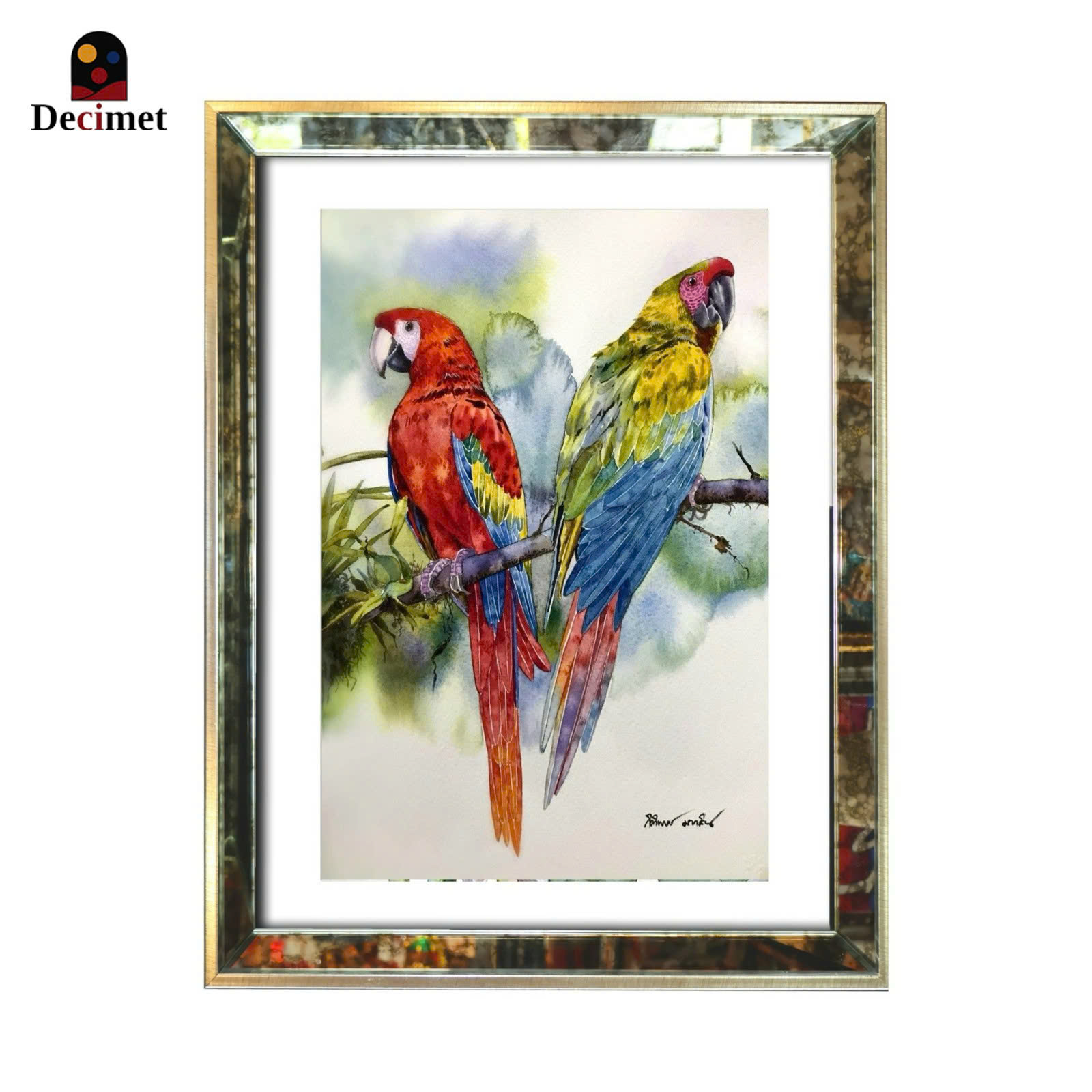 Scarlet Macaw Mirror Frame Painting