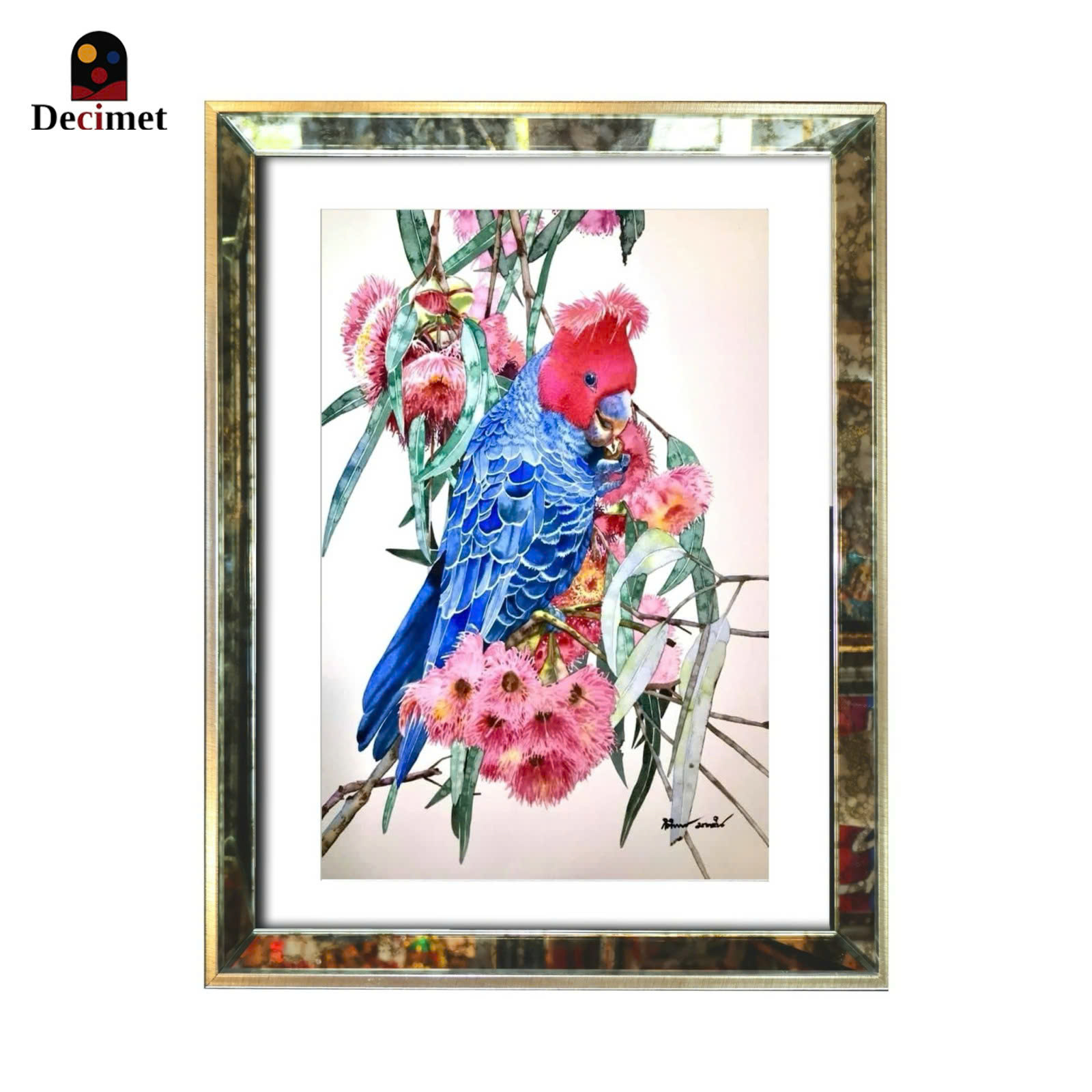 Bird and Flowers Mirror Frame Painting