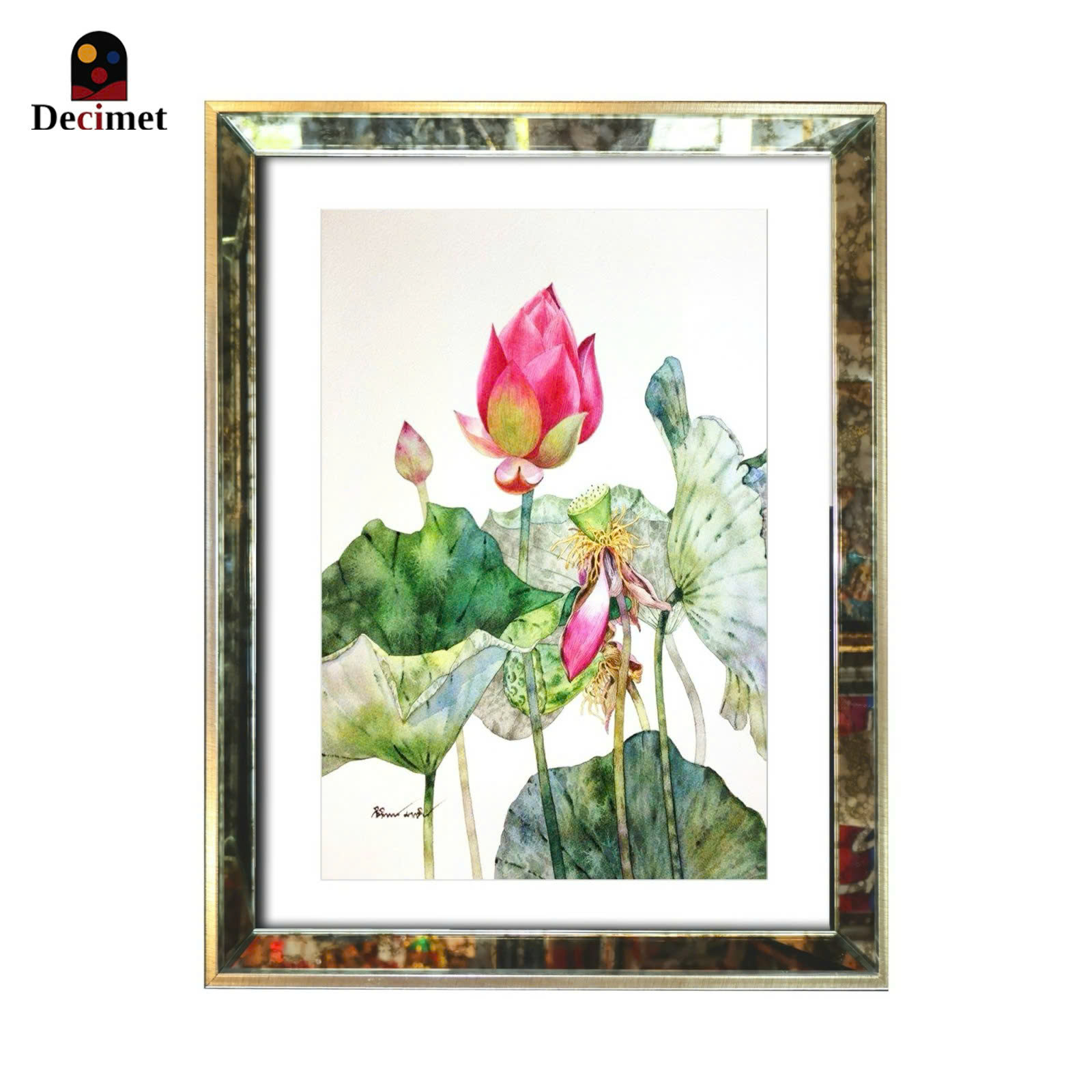 Lotus Mirror Frame Painting