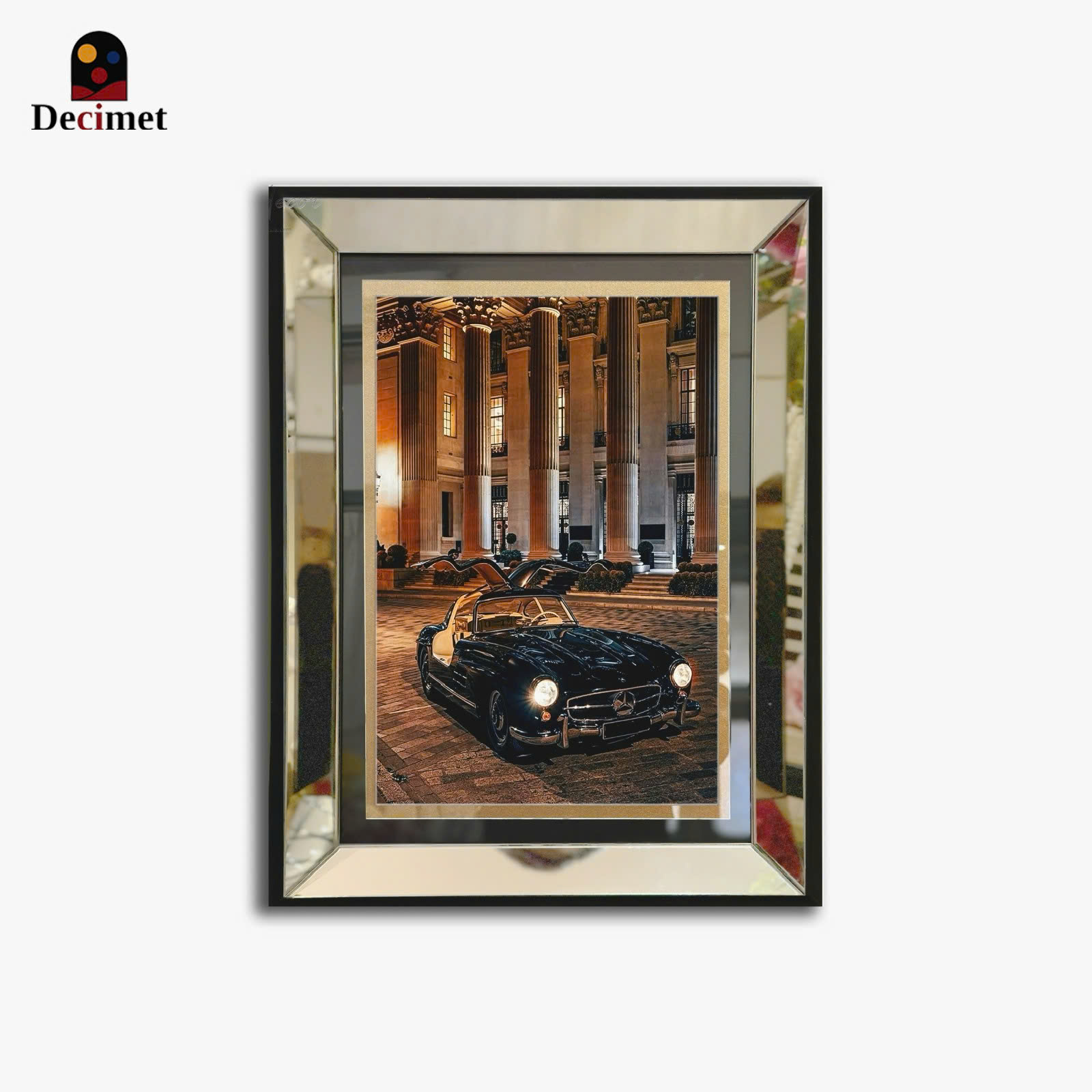 Mercedes-Benz 300 SL Gullwing 195 Silver Mirror Frame Painting